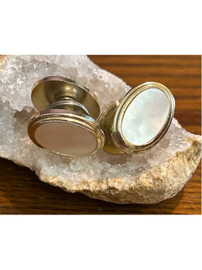 Men's Unbranded Gold & White Mother of Pearl Cuff Links One Size